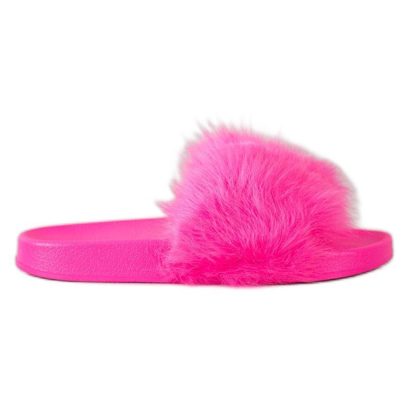SHELOVET Pantoufles En Caoutchouc Avec Fourrure rose