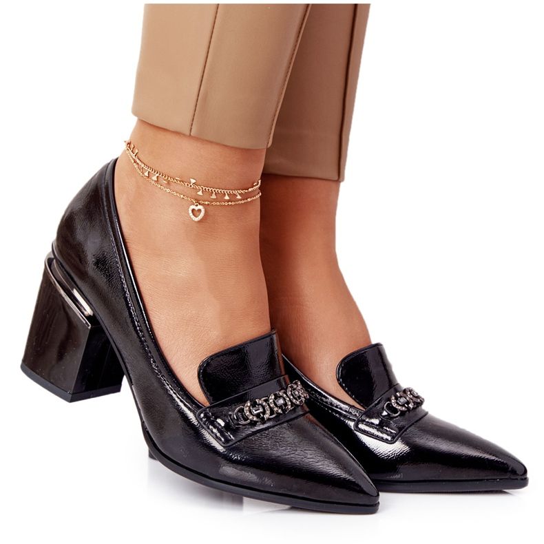 Escarpins élégants sur une barre S.Barski Premium Black le noir Escarpins élégants sur une barre S.Barski Premium Black le noir