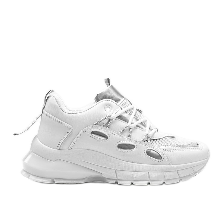 Baskets blanches avec empiècements Guadalupe argentés Baskets blanches avec empiècements Guadalupe argentés