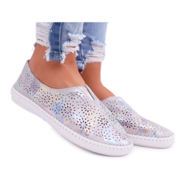 Jezzi Insert de confort de baskets en cuir gris pour femmes Jezzi Insert de confort de baskets en cuir gris pour femmes