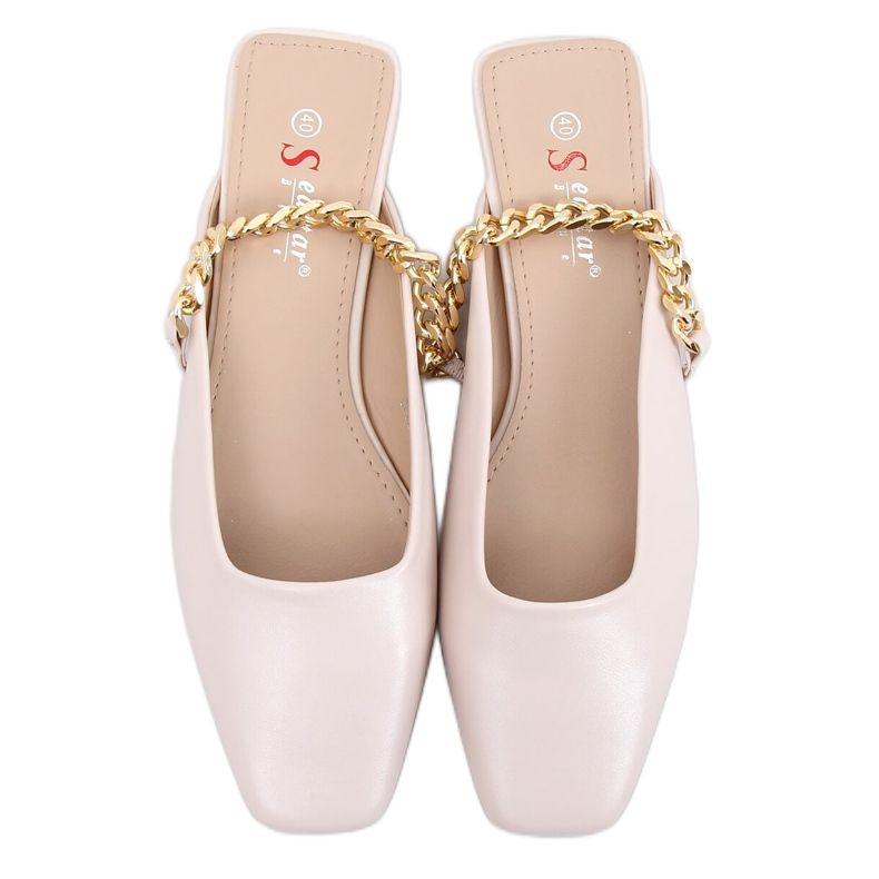 Chaussons beiges avec une chaîne T399P Beige