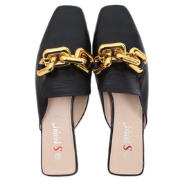 Black T500P Chaussons noirs avec une chaîne