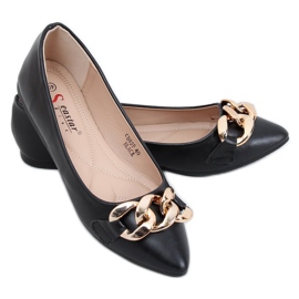 Noir CD82P Ballerines noires avec chaîne
