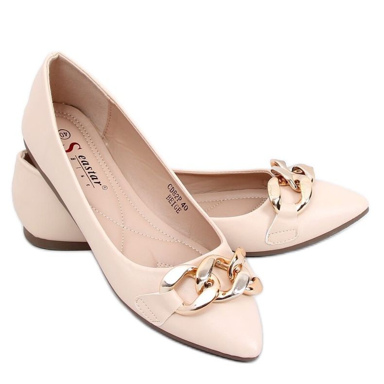 Ballerines beiges avec chaîne CD82P Beige