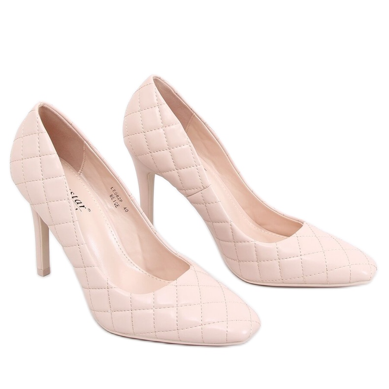 Escarpins matelassés beiges et roses pour femme LE082P Beige
