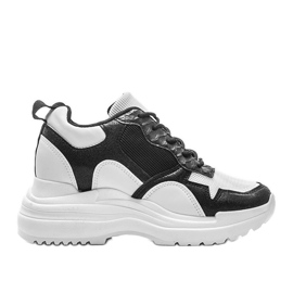 Baskets noires et blanches sur le compensé Alexandra le noir