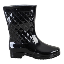 Bona Bottes en caoutchouc matelassées brillantes le noir