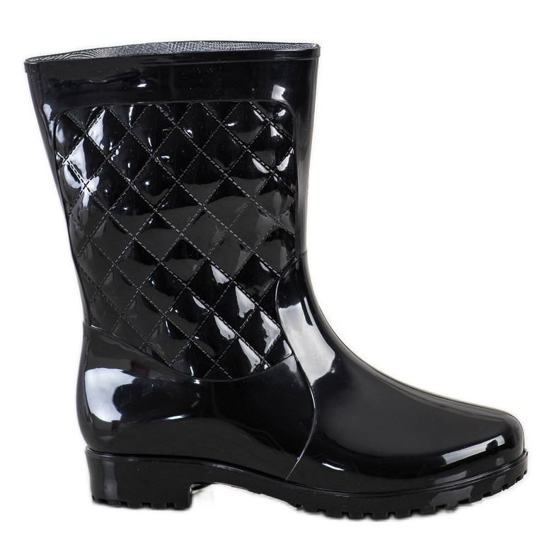 Bona Bottes en caoutchouc matelassées brillantes le noir