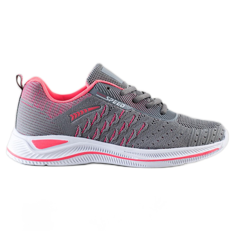 Bona Chaussures de course de vitesse rose gris