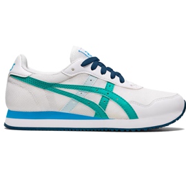 Asics Tiger Runner Gs blanc et bleu 1204A015 100 chaussures pour enfants blanche multicolore