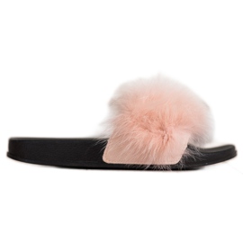 Bona Tongs à la mode avec fourrure brun