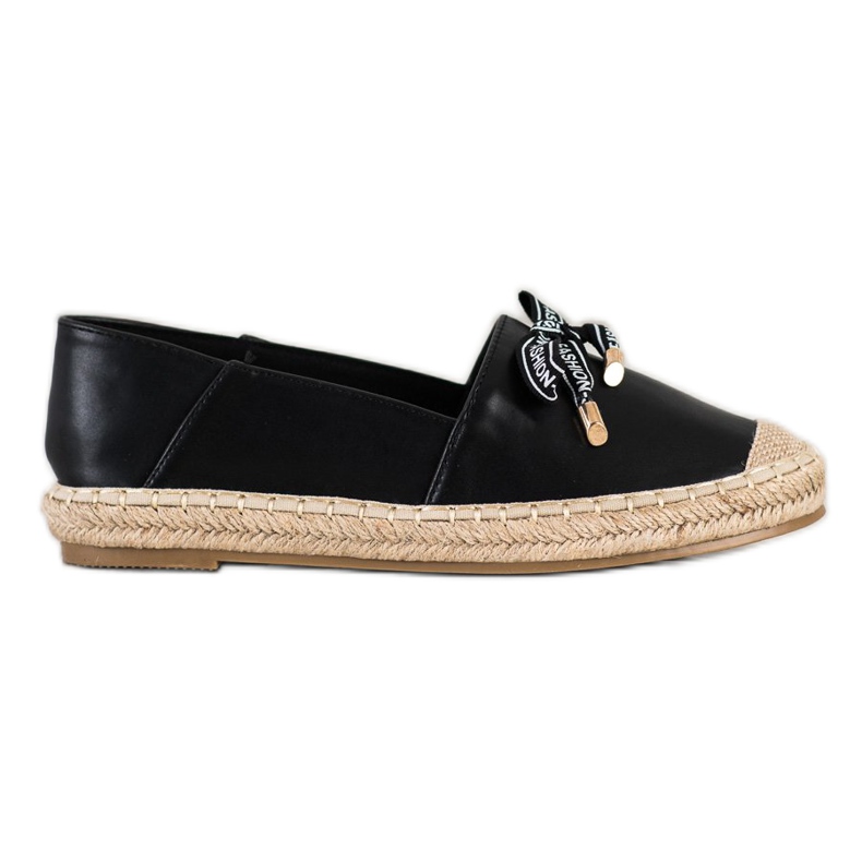S. BARSKI Espadrilles noires avec cuir écologique le noir S. BARSKI Espadrilles noires avec cuir écologique le noir