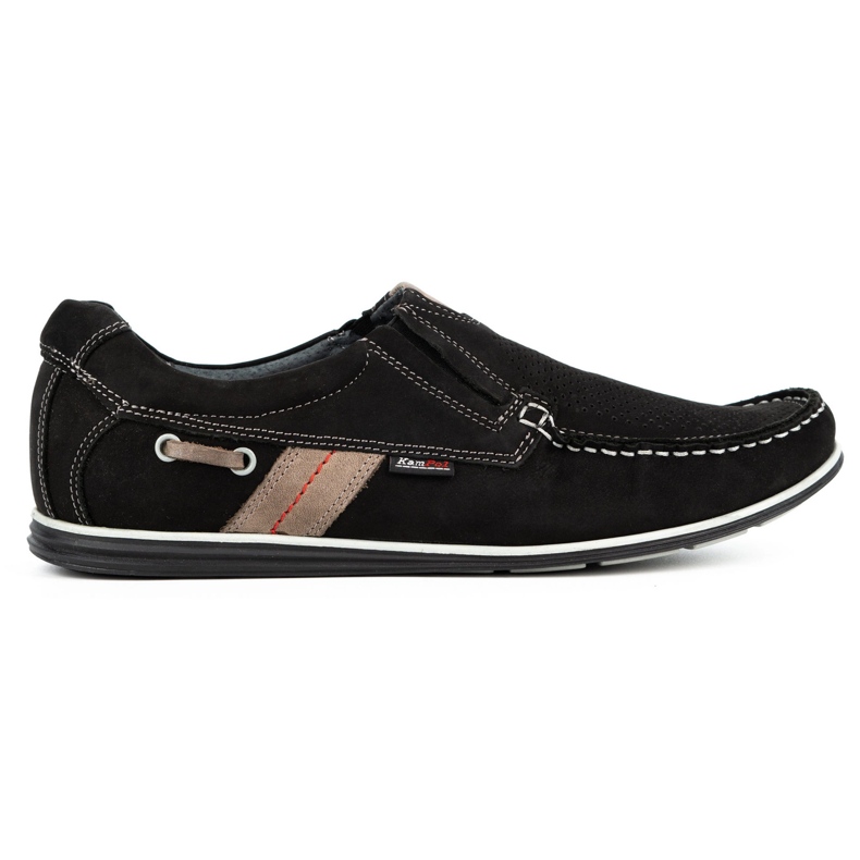 Kampol Mocassins homme ajourés pour l'été 53/3 / P noir le noir