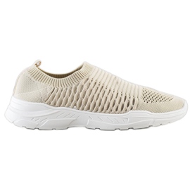 Ideal Shoes Baskets ajourées confortables beige