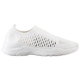 Ideal Shoes Baskets ajourées confortables blanc