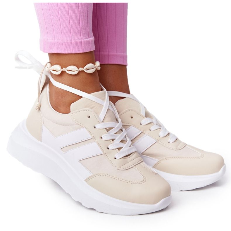 PS1 Chaussures de sport pour femmes Baskets Beige Vacances blanche