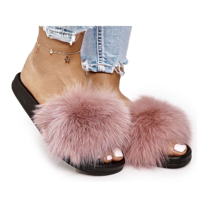 PS1 Chaussons Femme Fourrure Rose Belmondo