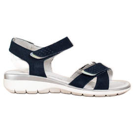 Sandales en cuir avec velcro VINCEZA bleu marine