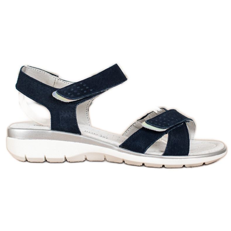 Sandales en cuir avec velcro VINCEZA bleu marin