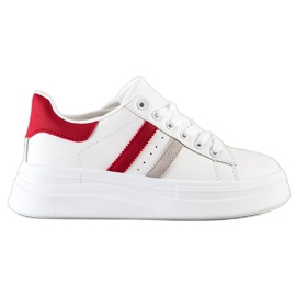 SHELOVET Baskets avec empiècements en daim blanc