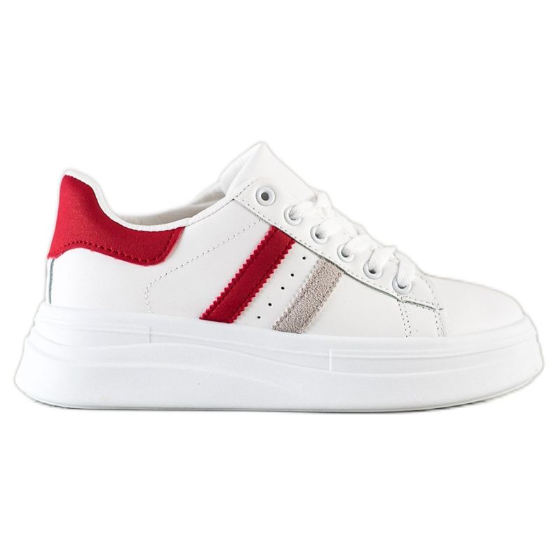 SHELOVET Baskets avec empiècements en daim blanche