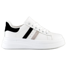 SHELOVET Baskets avec empiècements en daim blanche