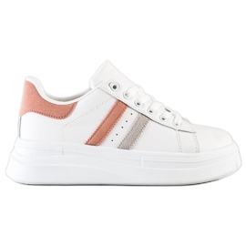 SHELOVET Baskets avec empiècements en daim blanche