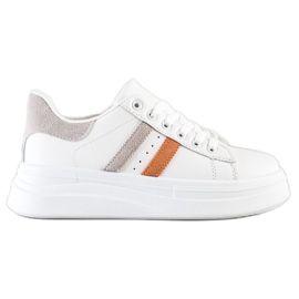 SHELOVET Baskets avec empiècements en daim blanche