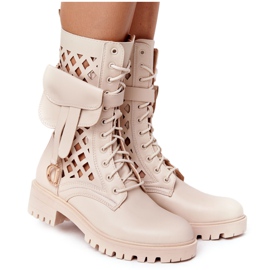 PS1 Boots ajourées à rein Beige Rock Star
