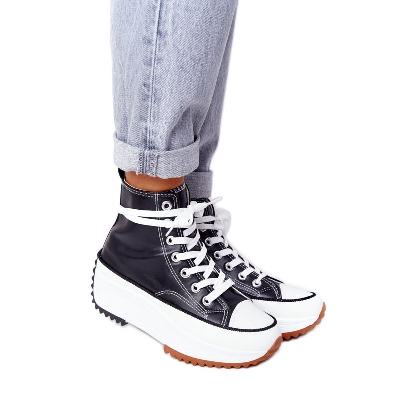 PS1 Baskets en cuir sur la plate-forme Coachella noire blanche le noir