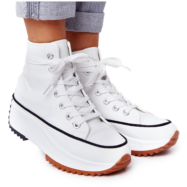 PS1 Baskets en cuir sur une plate-forme Coachella blanche
