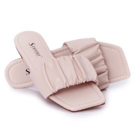PS1 Pantoufles beiges classiques pour femmes