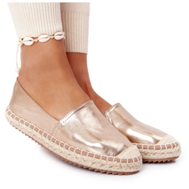 Espadrilles En Cuir Sur Une Semelle Tressée Big Star HH274503 Doré