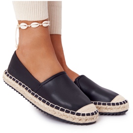 Espadrilles En Cuir Sur Une Semelle Tressée Big Star HH274505 Noir