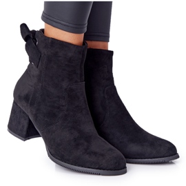 PJ1 Bottes chaudes noires pour femmes sur un talon Kayla