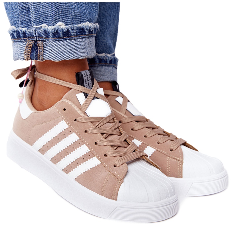 Baskets pour femmes blanches et beiges Los Angeles brun
