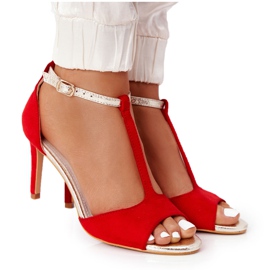 S.Barski Sandales On Szpilce S. Bararski 280-58 Rouge-Or doré