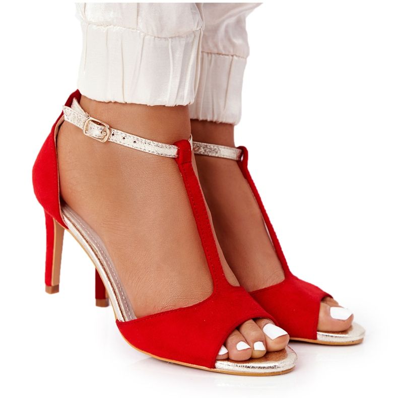 S.Barski Sandales On Szpilce S. Bararski 280-58 Rouge-Or d'or