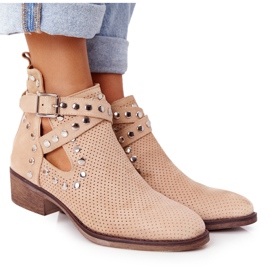 PS1 Boots ajourées à strass Dakota Beige