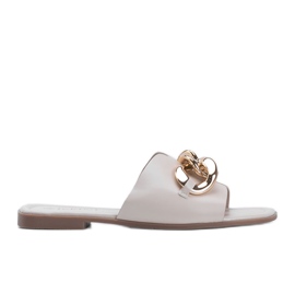 Chaussons beiges chaîne Liberty dorée Chaussons beiges chaîne Liberty dorée