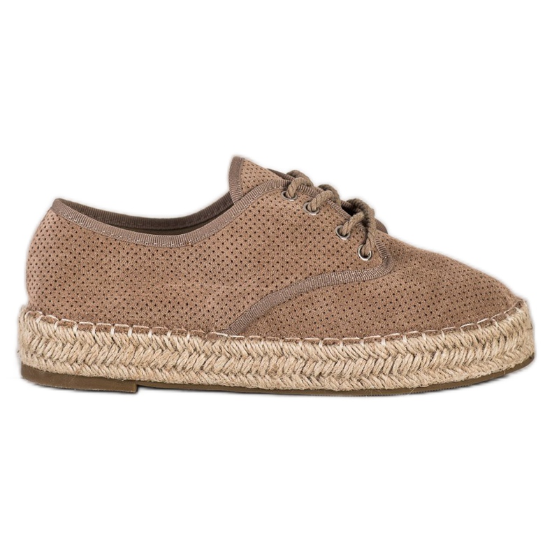 SHELOVET Espadrilles en daim brun