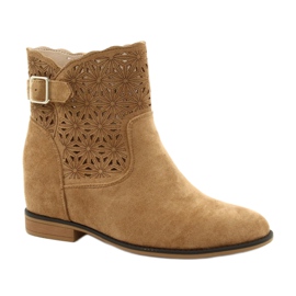 M.Daszyński Bottines compensées ajourées pour femmes SA168-20 beige