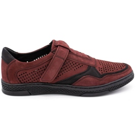 Polbut Chaussures casual homme en cuir 2102L bordeaux rouge