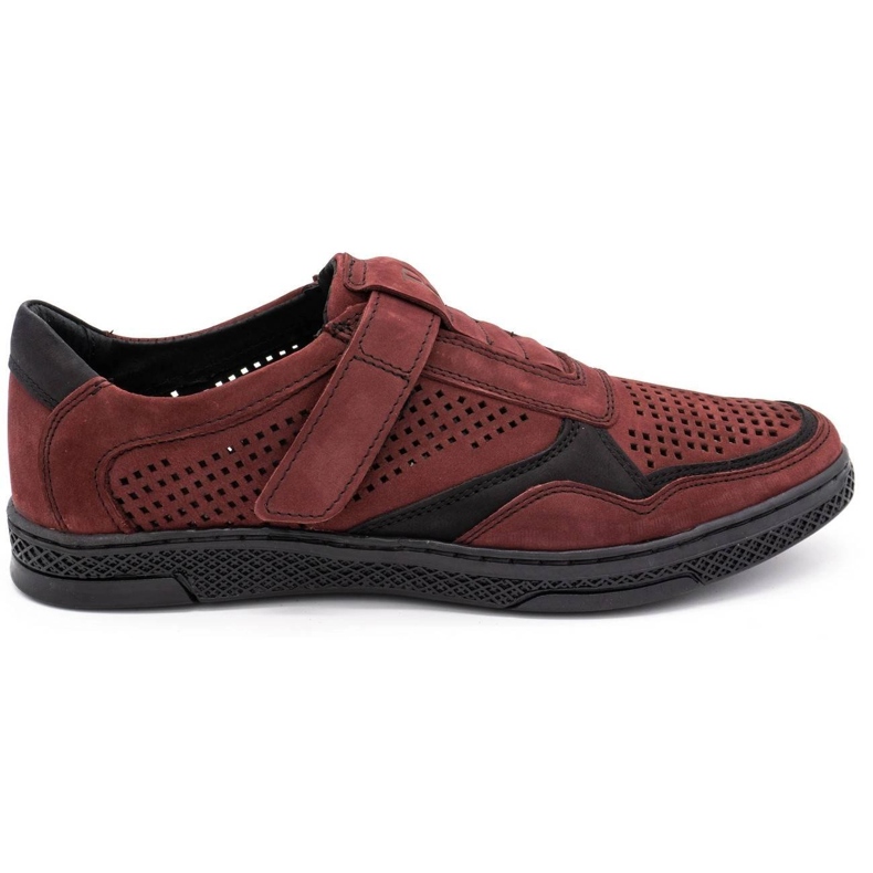 Polbut Chaussures casual homme en cuir 2102L bordeaux rouge