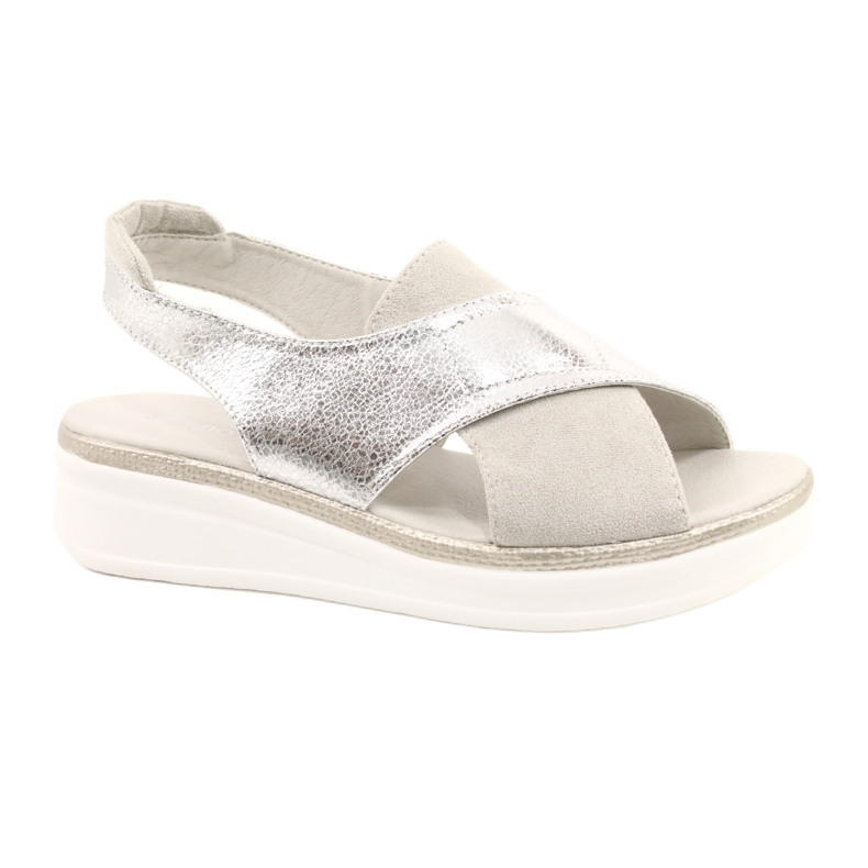 Sandales confortables sur la plateforme Sergio Leone SK029 argent gris