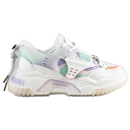 SHELOVET Baskets mode colorées blanc multicolore