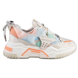 SHELOVET Baskets mode colorées beige multicolore
