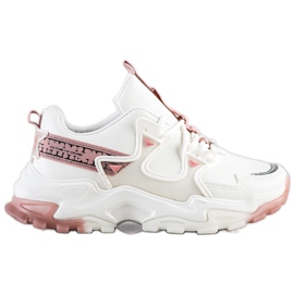 SHELOVET Baskets à empiècements roses blanche