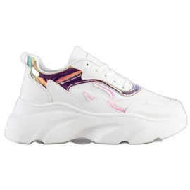 SHELOVET Baskets à la mode blanche multicolore
