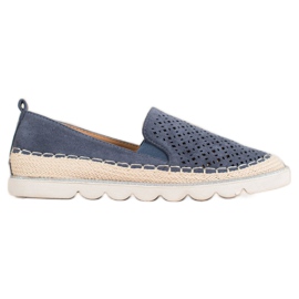 SHELOVET Slipony Ajouré Avec Daim bleu marin